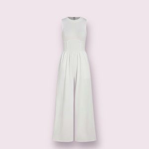 NWT solid sleeveless wide leg corset-inspired jumpsuit by Cider in size Large